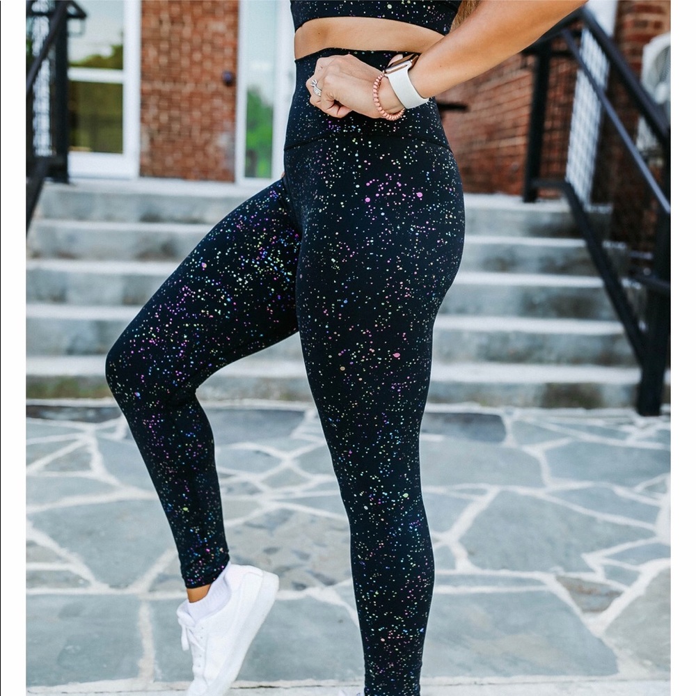Rainbow Shimmer Black Leggings - Picture 2 of 5